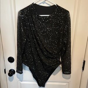 Black Sparkle Long Sleeve Bodysuit